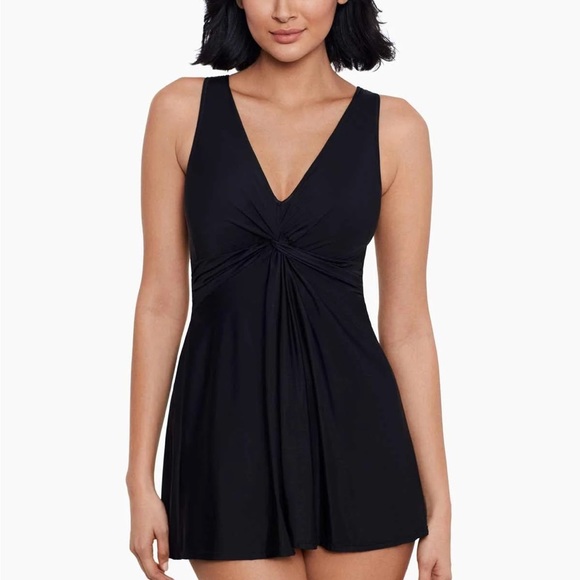 NWOT Miraclesuit Marais Black Swim Dress - Picture 1 of 12